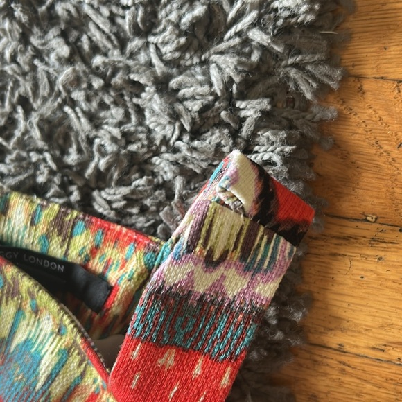 Maggy London Ikat Stipe Woven Boho Sheath Dress Square Neck Size 6P - Picture 13 of 13